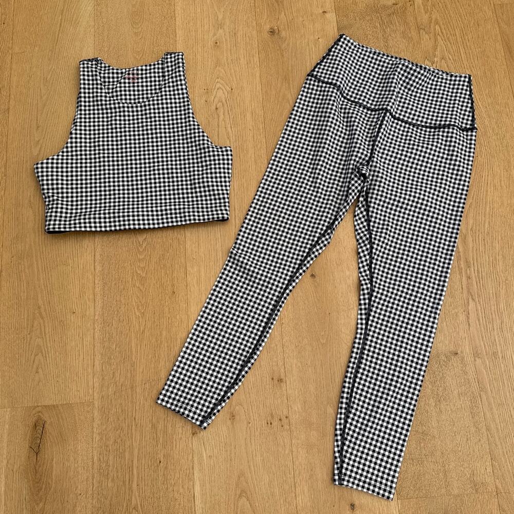 The Great x Eddie Bauer Leggings & Crop Top Hiking Checks Size M Black & White